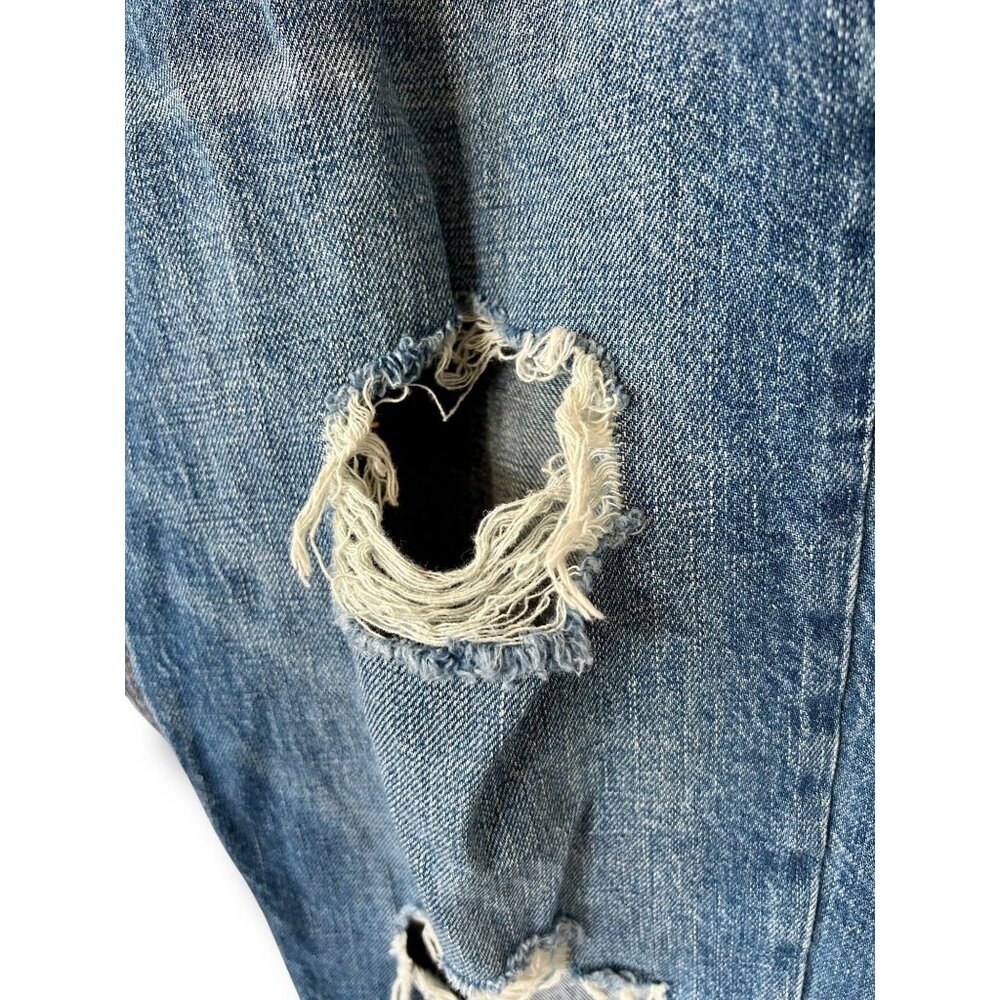 Aeropostale Distressed 90s Super High Rise Straight Leg Jeans Button Fly grunge - Picture 6 of 10